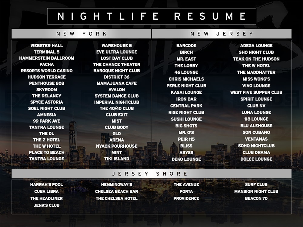 DJ David S nightlife resume New York New Jersey