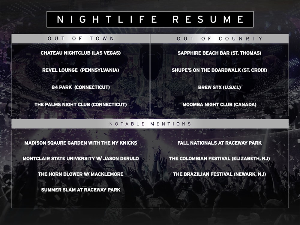 DJ David S nightlife resume out of town and notable mentions